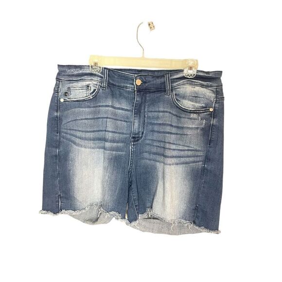 Judy Blue Mid Rise Side Slit Plus Size Cut off Shorts Blue Size 3XL - Picture 3 of 9